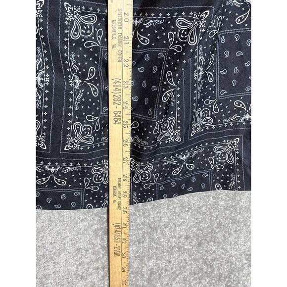 Elodie Mini Dress Womens Size Large Black White Bandana Paisley Halter Keyhole - Picture 7 of 7